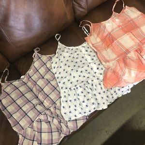 3 Old Navy Cotton Cami Tops with Peplum Medium